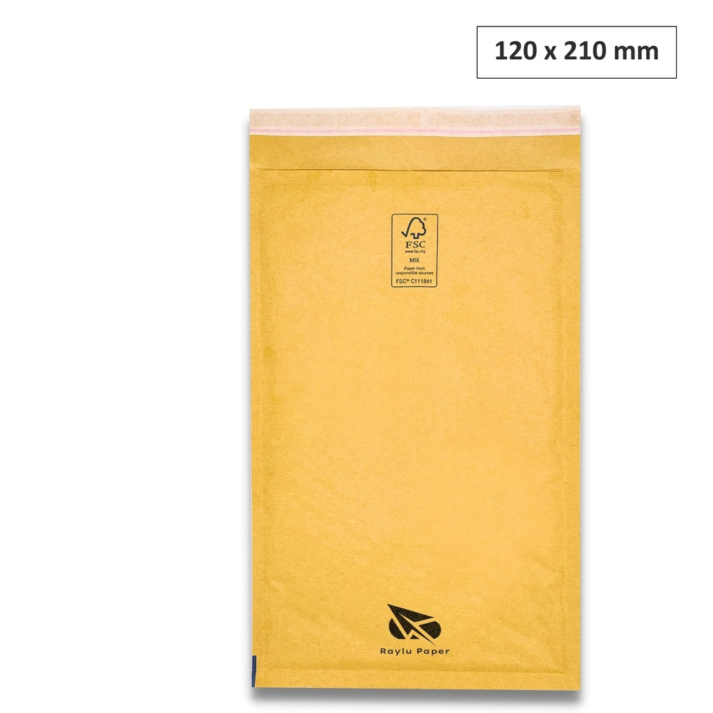 SOBRES ACOLCHADOS RAYLU DE BURBUJA KRAFT 120 X 210 MM AUTOADHESIVOS – COLOR MARRÓN 