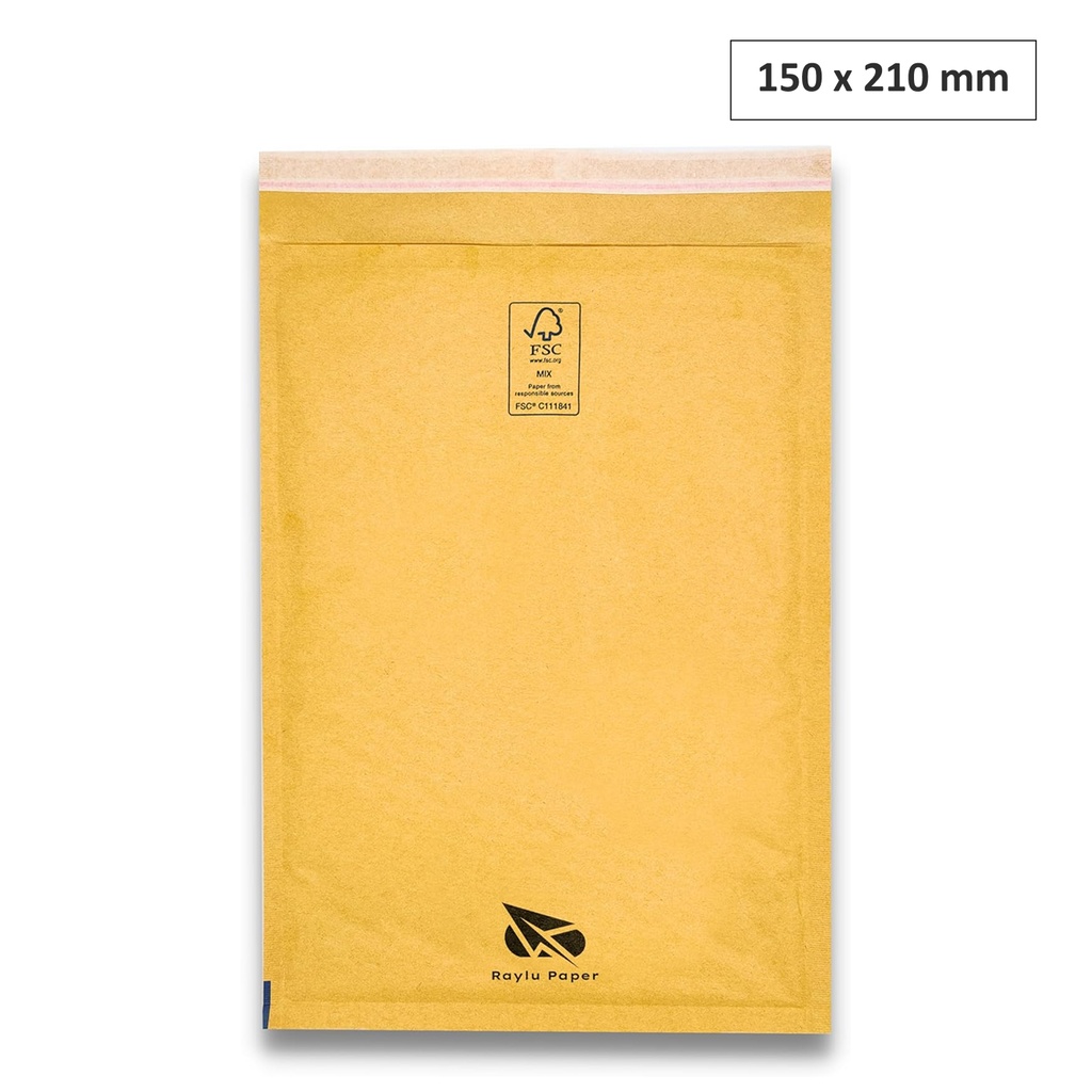 SOBRES ACOLCHADOS RAYLU DE BURBUJA KRAFT 150 X 210 MM AUTOADHESIVOS – COLOR MARRÓN 