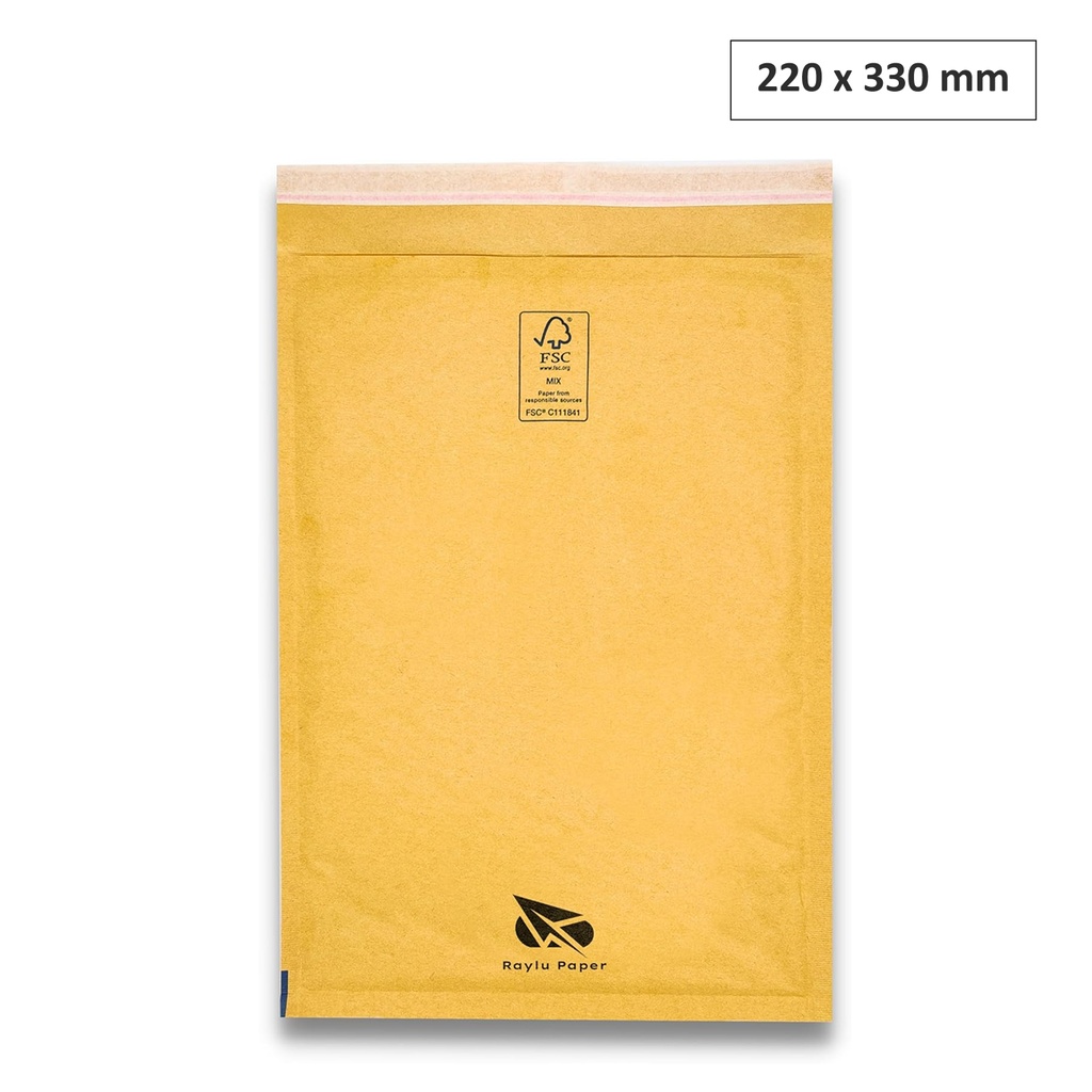 SOBRES ACOLCHADOS RAYLU DE BURBUJA KRAFT 220 X 330 MM AUTOADHESIVOS – COLOR MARRON 