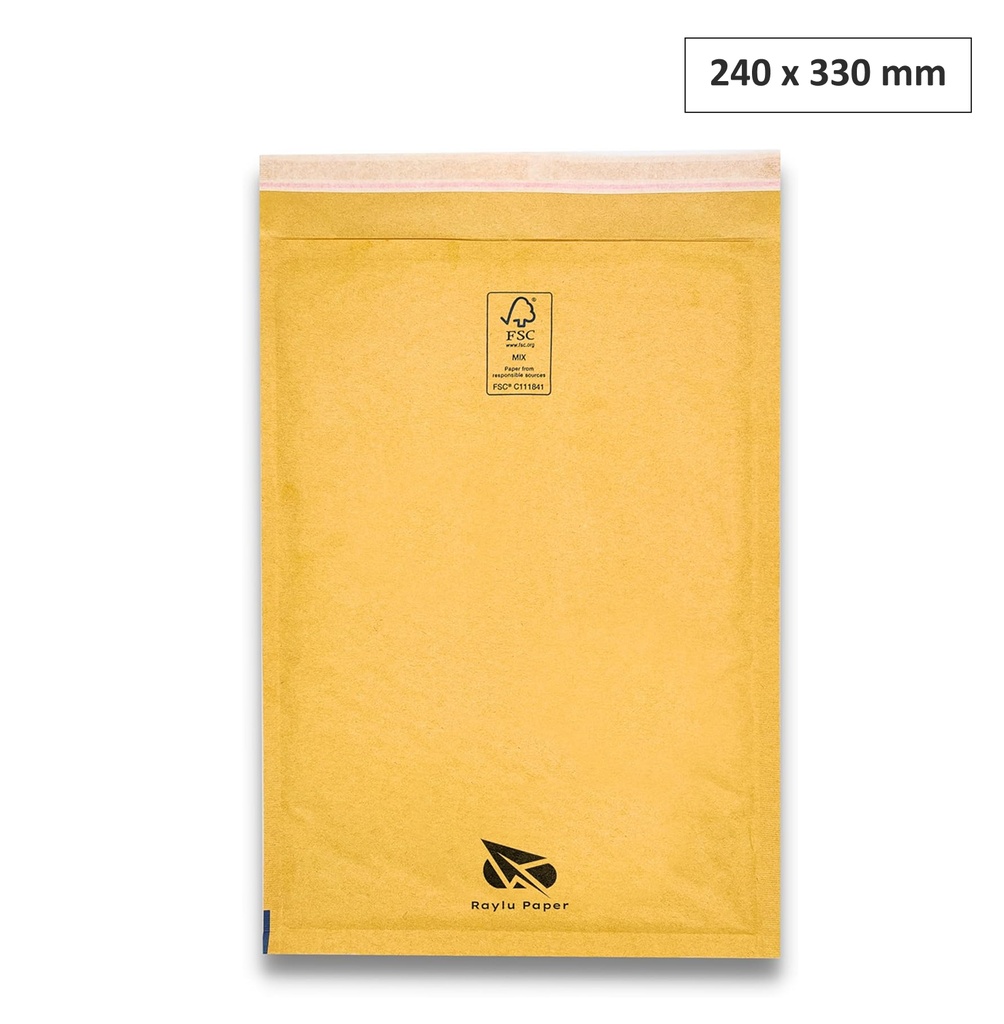 SOBRES ACOLCHADOS RAYLU DE BURBUJA KRAFT 240 X 330 MM AUTOADHESIVOS – COLOR MARRON 