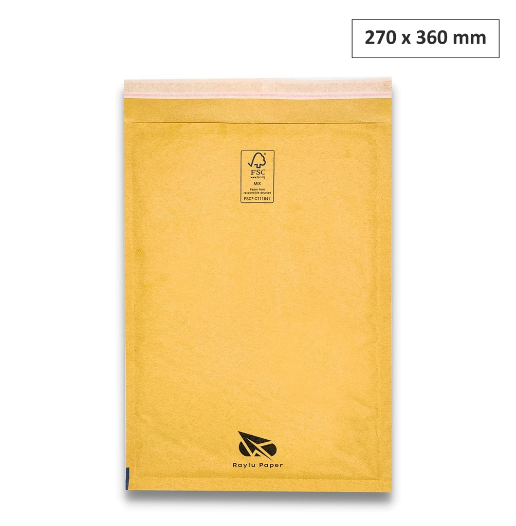 SOBRES ACOLCHADOS RAYLU DE BURBUJA KRAFT 270 X 360 MM AUTOADHESIVOS – COLOR MARRON 