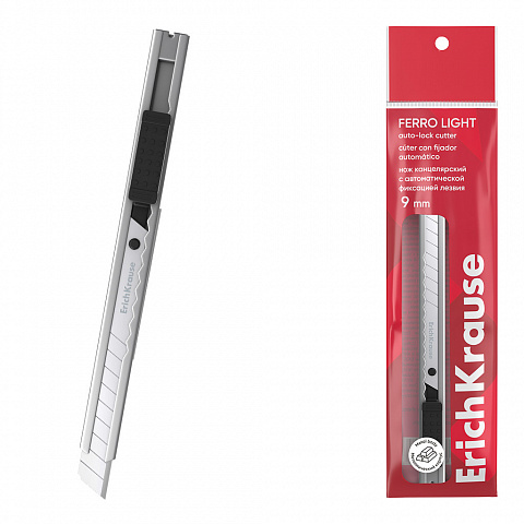 CÚTER ERICHKRAUSE FERRO LIGHT – METÁLICO, FIJADOR AUTOMÁTICO – 9 MM – POLYBOLSA 1 UD