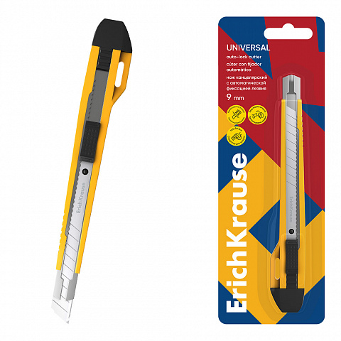 CÚTER ERICHKRAUSE UNIVERSAL – FIJADOR AUTOMÁTICO – 9 MM – AMARILLO – BLÍSTER 1 UD