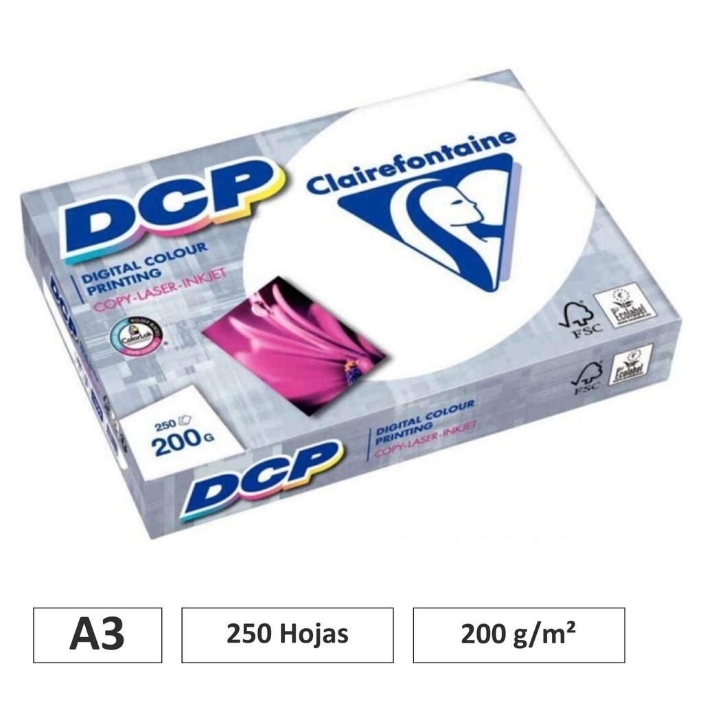 PAPEL FOTOCOPIADORA CLAIREFONTAINE DIN A3 – 200 g/m² – PAQUETE DE 250 HOJAS