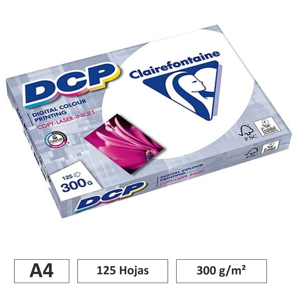PAPEL FOTOCOPIADORA CLAIREFONTAINE DIN A4 – 300 g/m² – PAQUETE DE 125 HOJAS