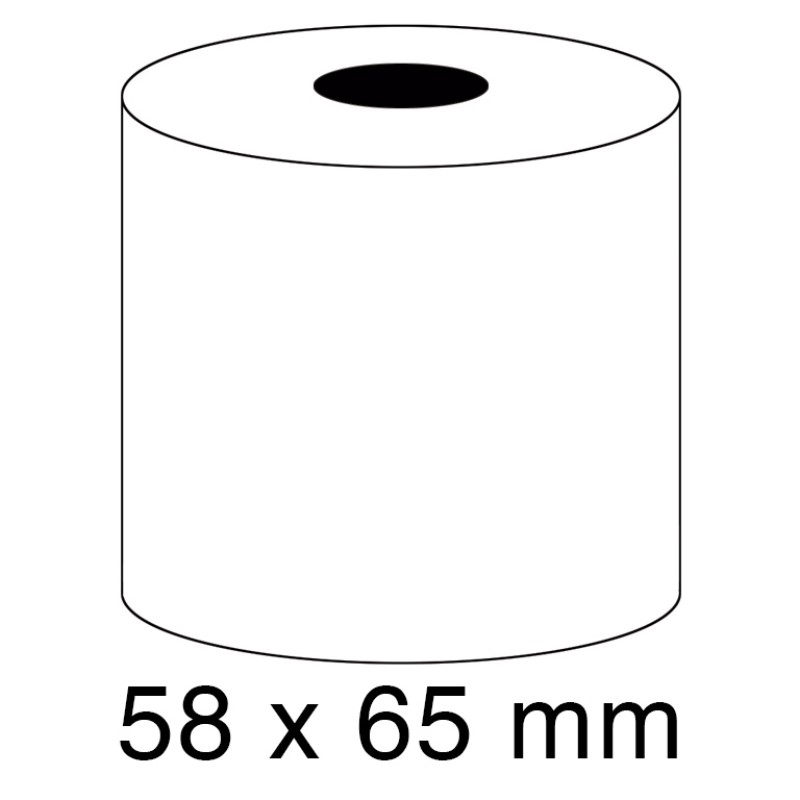 ROLLO PAPEL SUMADORA ELECTRA FABRISA 58 × 65 MM – OFFSET BLANCO, 60 G/M², MANDRIL 12 MM, PACK 10 BOBINAS