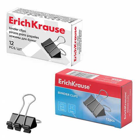 PINZAS PARA PAPELES ERICHKRAUSE® – 19 MM – CAJA 12 UDS