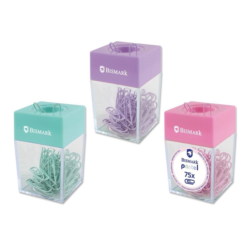 PORTA CLIP MAGNÉTICO CON 75 CLIPS PASTEL