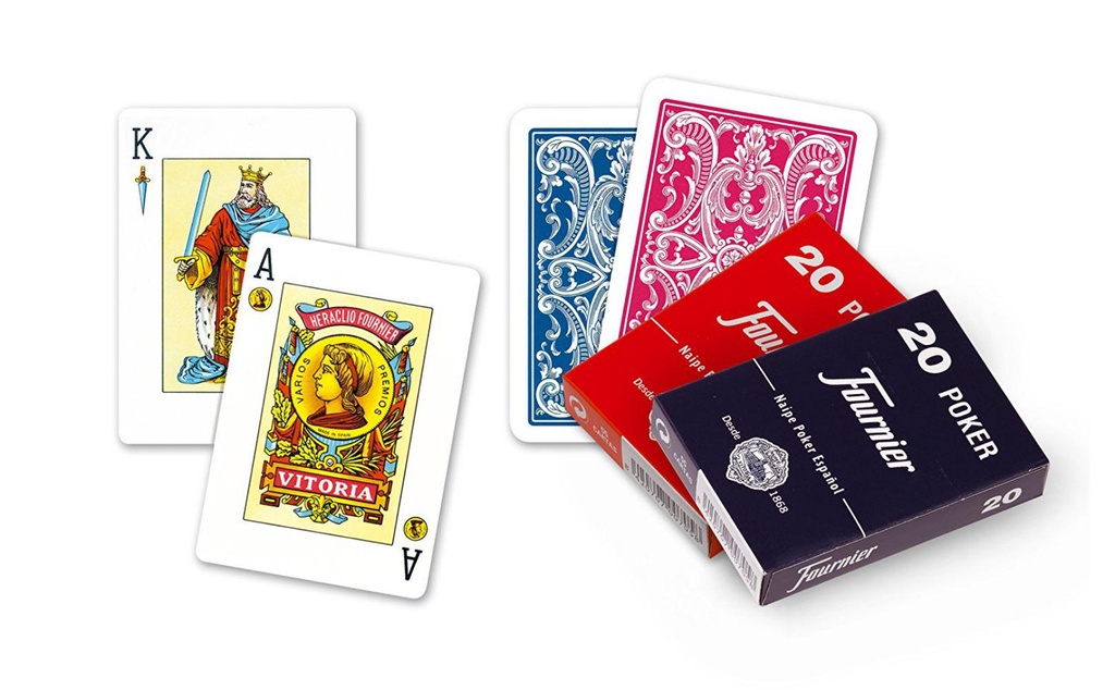 BARAJA ESPAÑOLA FOURNIER Nº 1 – 50 CARTAS EN ESTUCHE — COLOR ROJO