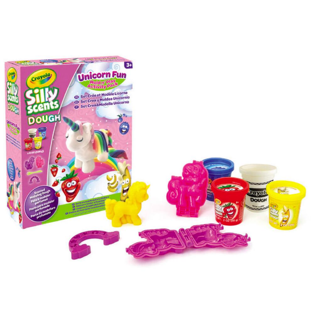 CRAYOLA PASTA DE MODELAR PERFUMADA SET UNICORNIOS 4 BOTES 56 G CON AROMAS FRUTALES Y MOLDES 3D – INFANTIL +3 AÑOS – EAN 628165722034