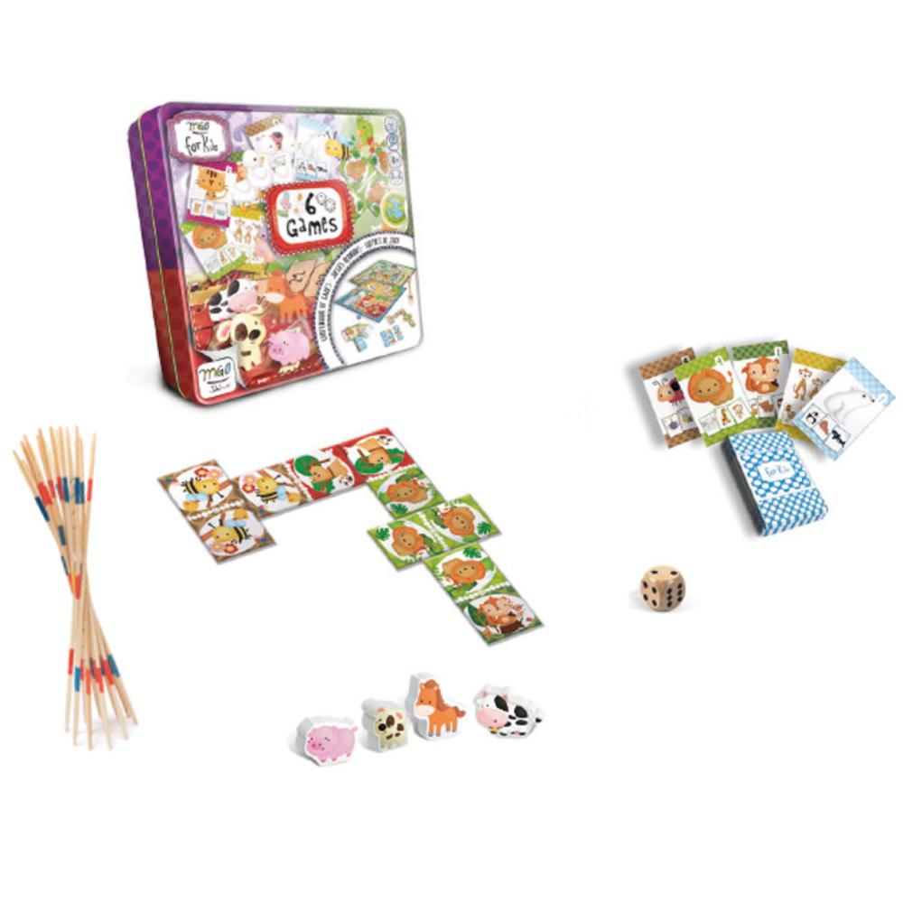 FALOMIR MI PRIMER JUEGOS REUNIDOS – COLECCIÓN DE JUEGOS CLÁSICOS INFANTILES EN CAJA DE LATA – PARCHÍS, OCA, MEMORY, DOMINÓ Y MÁS