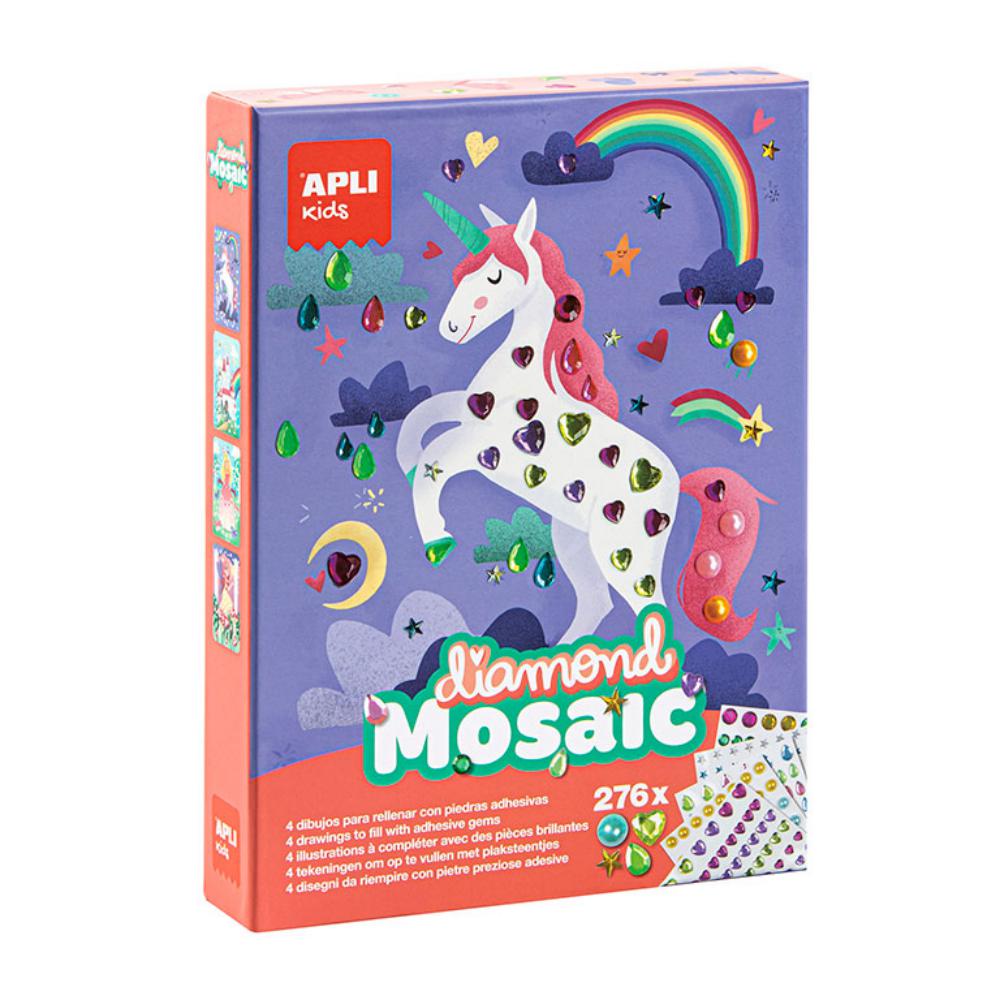 JUEGO APLI MOSAICO DIAMANTE INFANTIL +4 AÑOS – CREA FIGURAS CON 276 DIAMANTES DE COLORES – 8410782179276