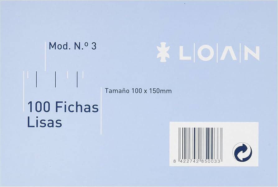 FICHAS LISAS LOAN Nº3 100X150 MM 100 HOJAS