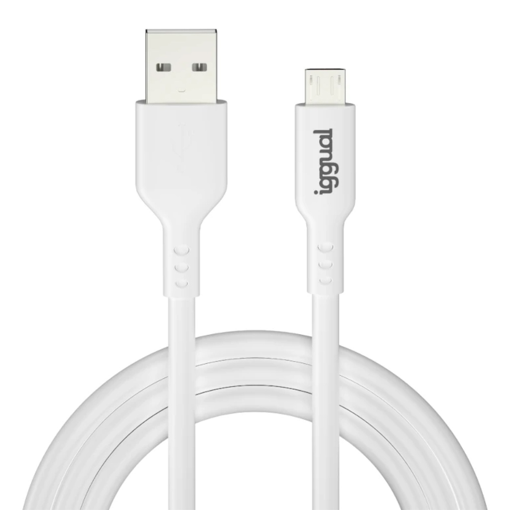IGGUAL CABLE USB-A A MICRO-USB 100 CM BLANCO