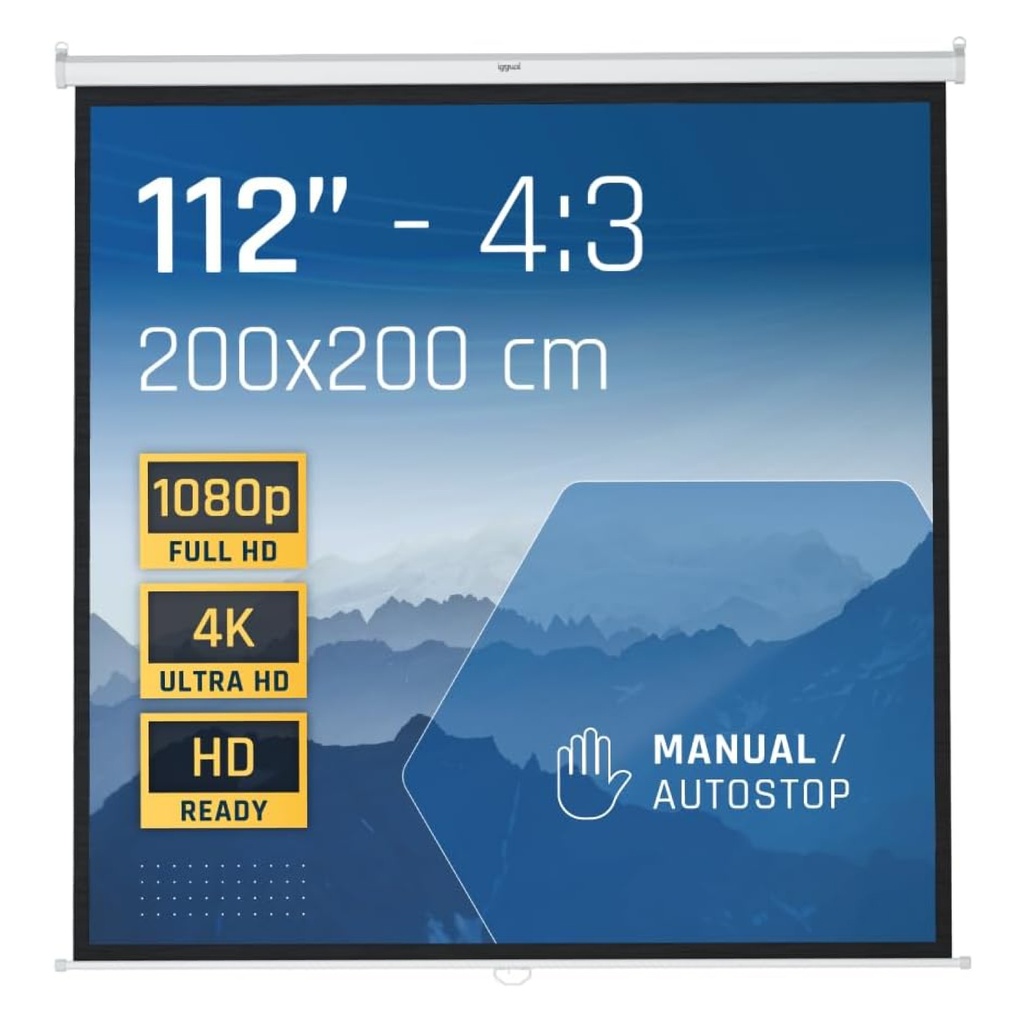 IGGUAL PANTALLA MANUAL 4:3 112" 200X200 CM