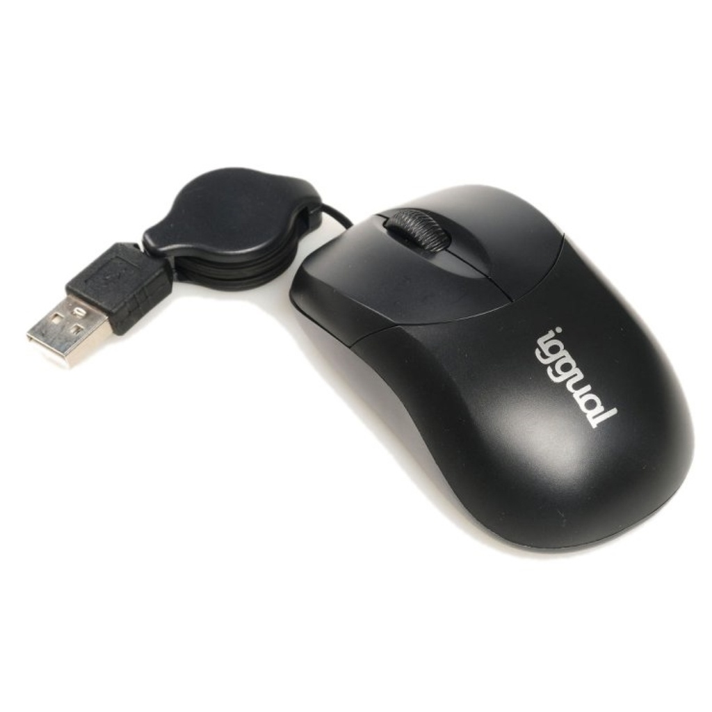 IGGUAL RATÓN RETRÁCTIL COM-BASIC-800DPI NEGRO