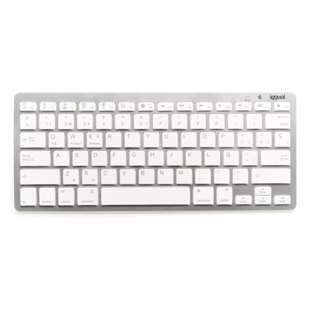 TECLADO IGGUAL  BLUETOOTH SLIM TKL-BT PLATA 2 CANALES