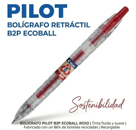 BOLÍGRAFO PILOT ECOBALL B2P ROJO