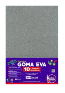 HOJAS DE GOMA EVA CON PURPURINA  – LÁMINAS UNICOLOR (PLATA – 40x60x0,2 CM)