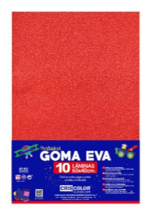 HOJAS DE GOMA EVA CON PURPURINA  – LÁMINAS UNICOLOR (ROJO – 40x60x0,2 CM)