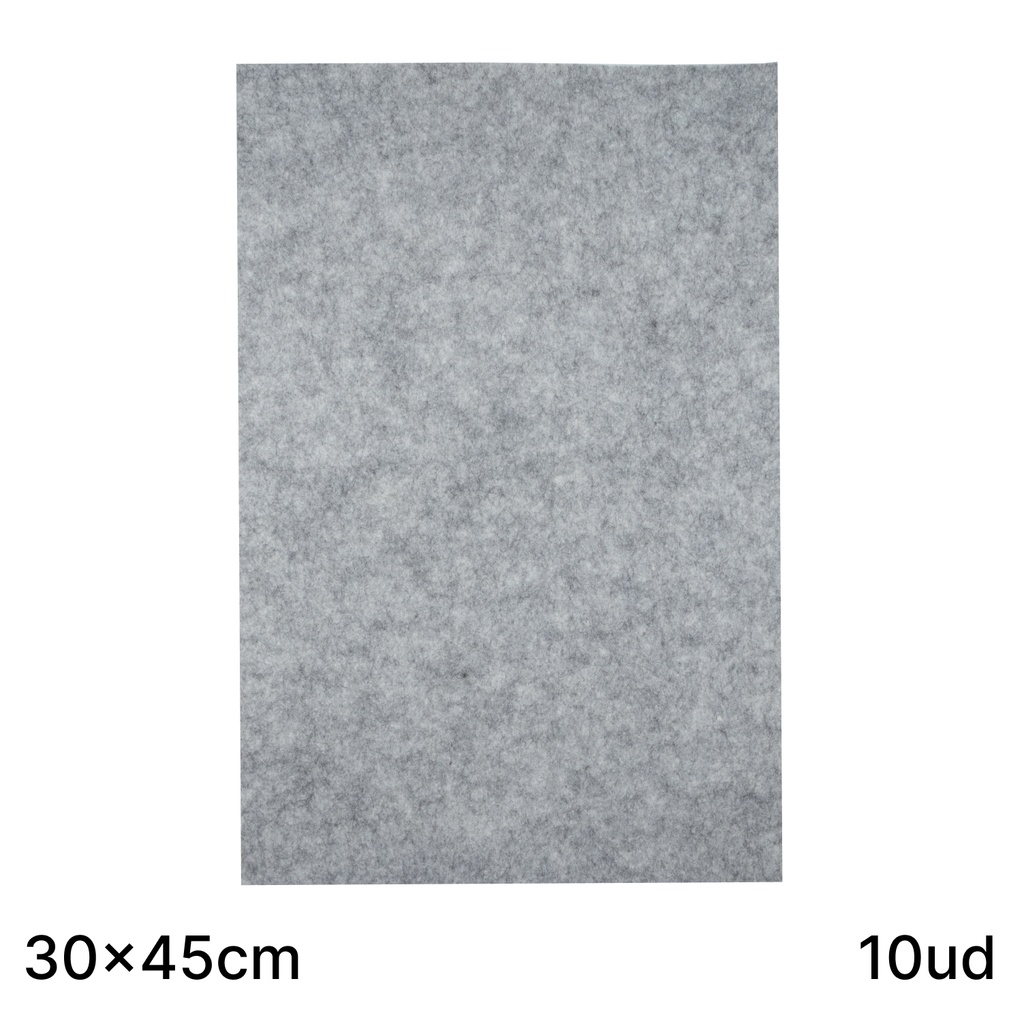 LAMINA FIELTRO ACRÍLICO GRIS 30x45 CM 160 g/m² PACK 10 UNIDADES INNSPIRO