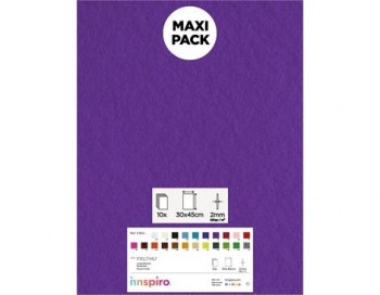 INNSPIRO – LAMINA FIELTRO ACRÍLICO  LILA (LÁMINAS 30x45 CM – 1 MM – 160 g/m² – PACK 10 UNIDADES)