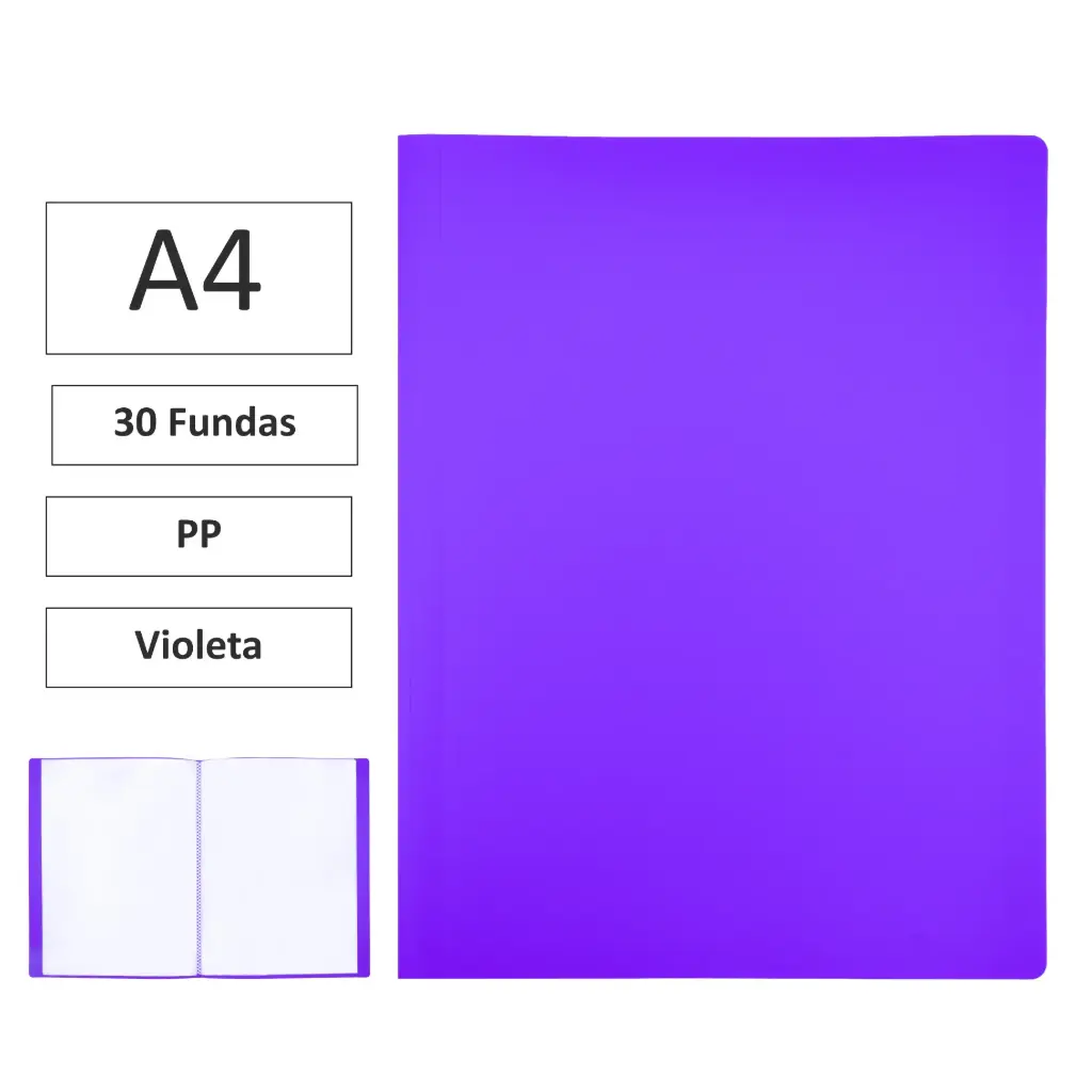 CARPETA DE FUNDAS RAYLU PAPER PREMIUM A4 · 30 FUNDAS (VIOLETA)