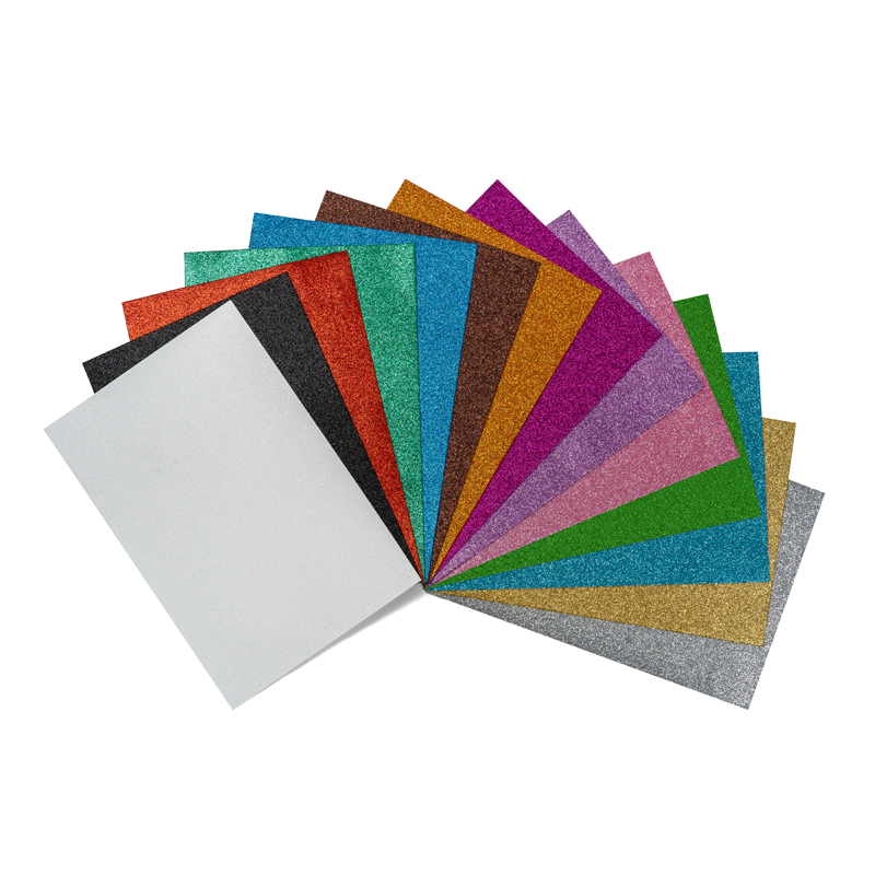 LAMINA GOMA EVA PURPURINA 400×600×2 MM SURTIDO 5 COLORES (BOLSA 5 UDS.)