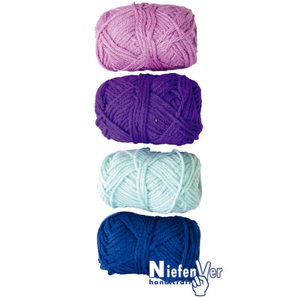 OVILLOS DE LANA ACRÍLICA GAMA AZUL – 4 UNIDADES DE 28 GRAMOS