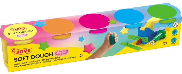 PASTA DE MODELAR BLANDIVER 5 COLORES NEÓN – 5 × 110 GRAMOS