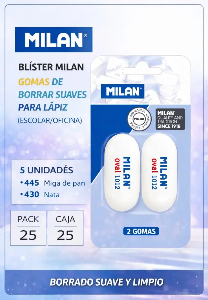 BLÍSTER MILAN 1012 GOMAS DE BORRAR 2 UDS