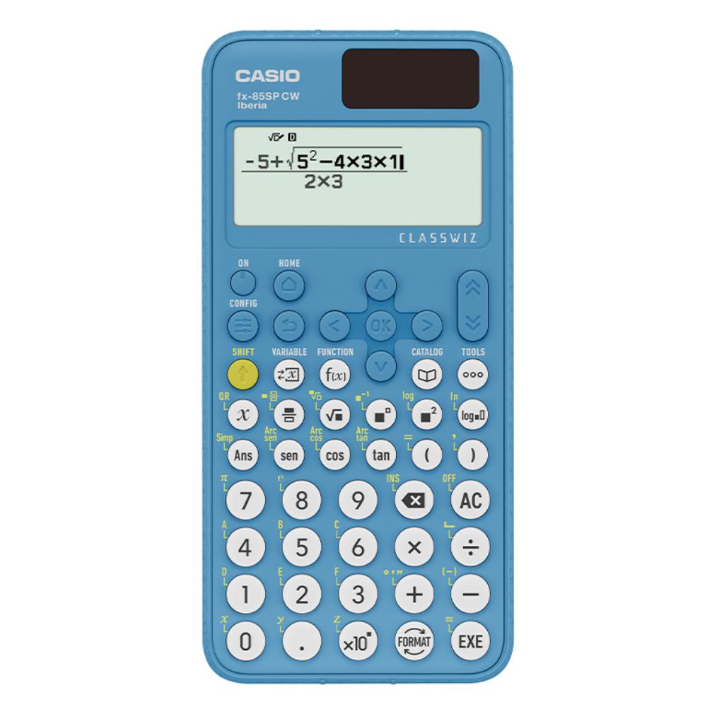CALCULADORA CIENTÍFICA CASIO FX-85SP CW AZUL · CLASSWIZ · PANTALLA NATURAL · +300 FUNCIONES · SOLAR + PILA