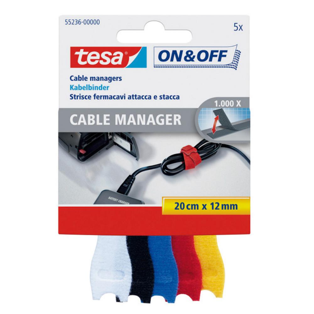 ORGANIZADOR DE CABLES ON & OFF BUNDLING 20 CM X 12 MM – PACK 5 UDS. TESA