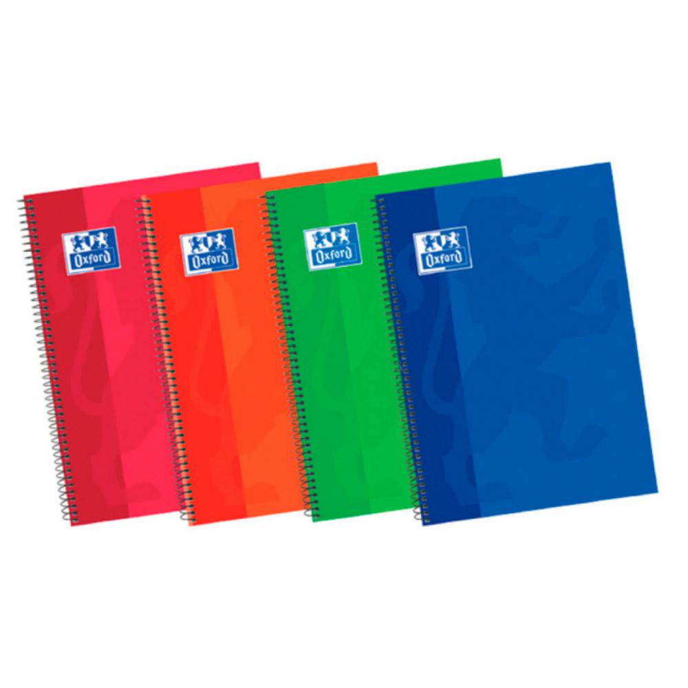 BLOC OXFORD 4º (A5+) ESPIRAL RAYADO PAUTA 3,5MM– 80 HOJAS 90 G/M², TAPA EXTRADURA,  COLORES SURTIDOS
