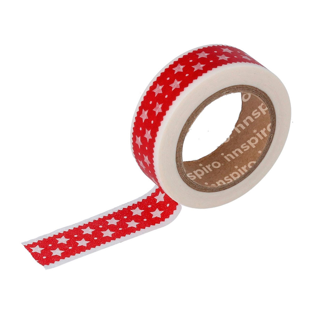 MASKING TAPE DECO 17436 RIBETE ESTRELLAS ROJO