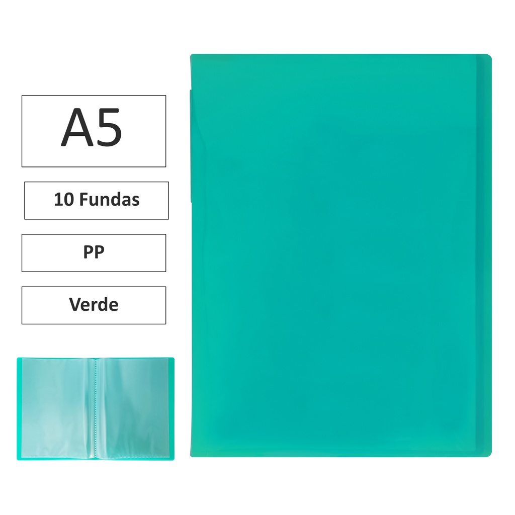 CARPETA DE FUNDAS RAYLU PAPER PREMIUM A5 · 10 FUNDAS (VERDE)
