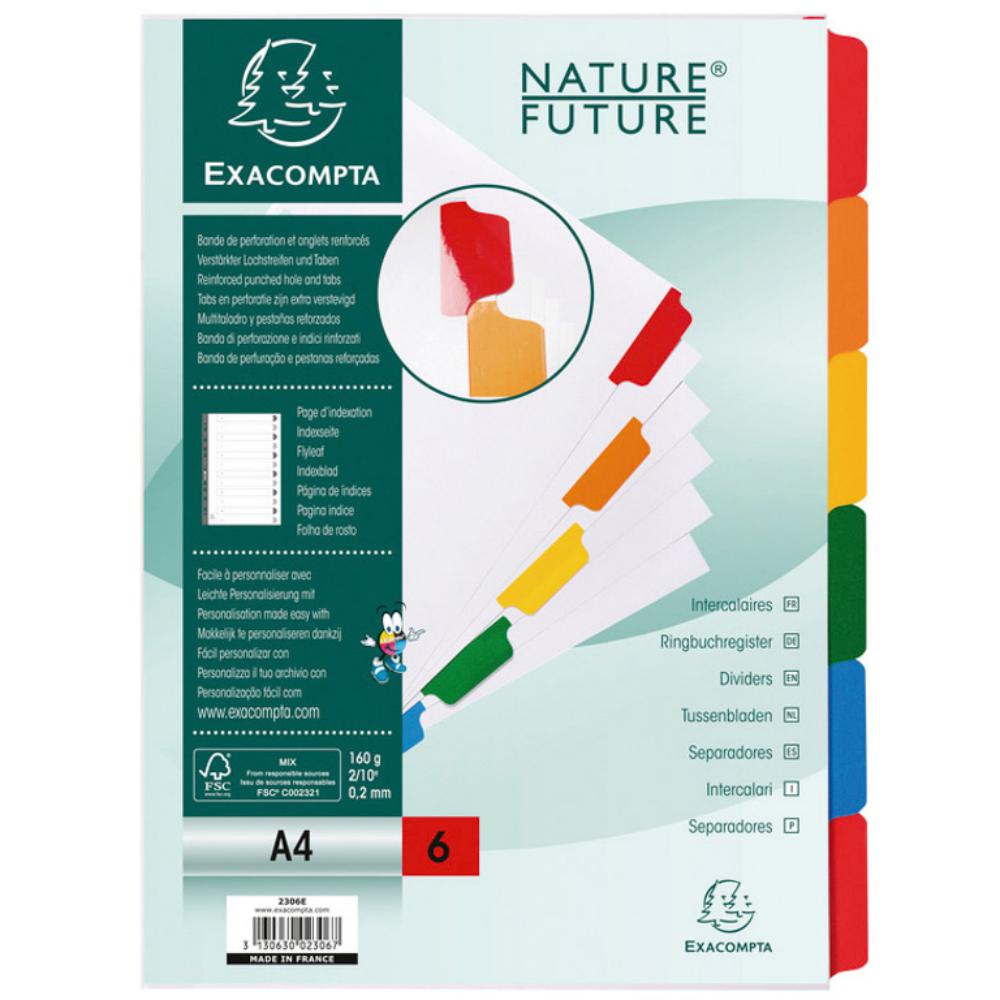 SEPARADOR A4 EXACOMPTA NATURE FUTURE CARTÓN 6 PESTAÑAS