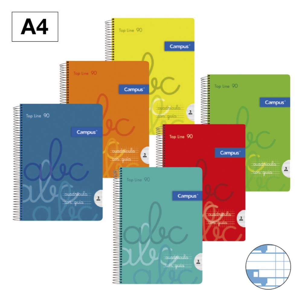 BLOC ESPIRAL CAMPUS GUIA DE ESCRITURA A4 TAPA PLASTICO CUADRO 4MM