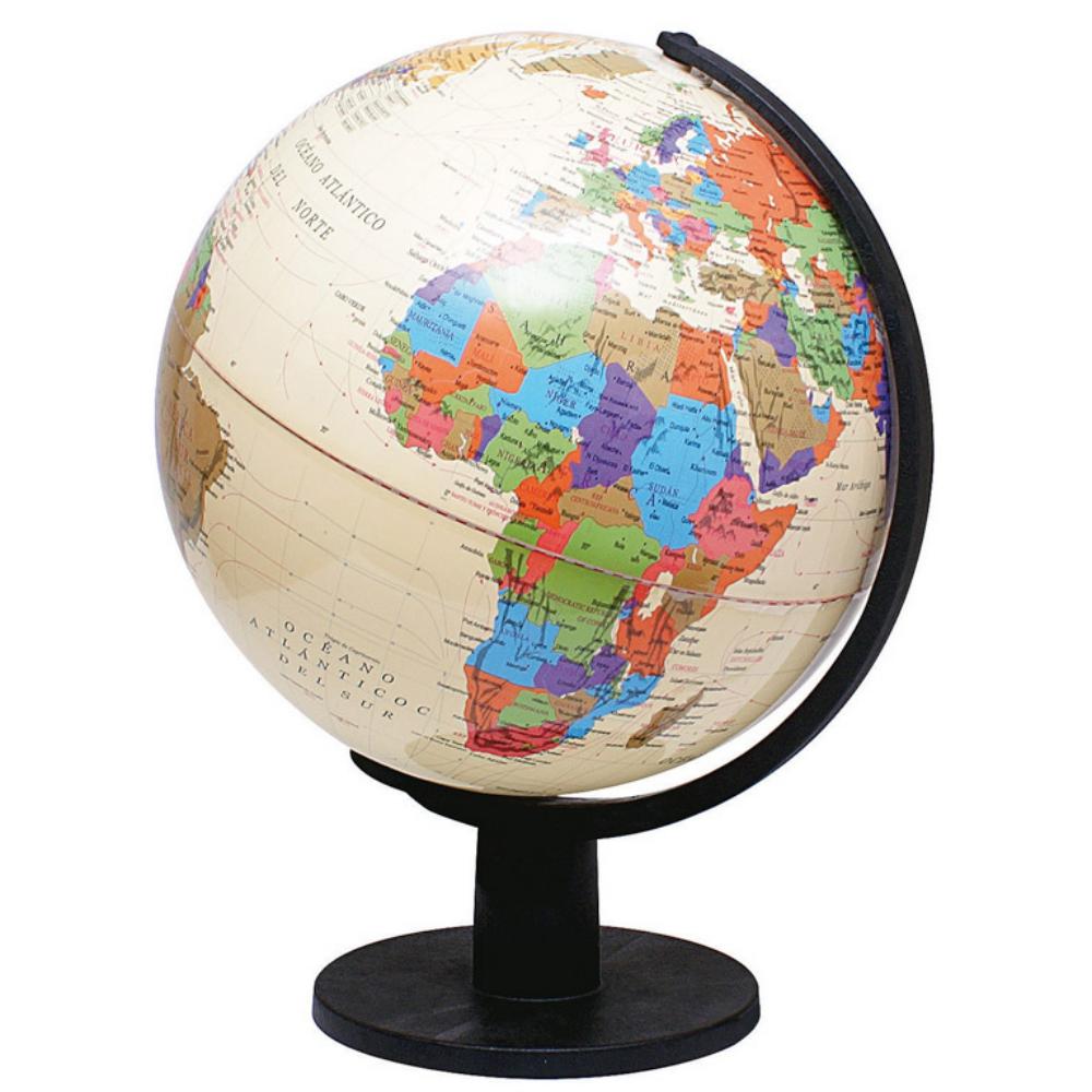RAYLU PAPER® – GLOBO TERRÁQUEO ILUMINADO GIRATORIO 20 CM CREMA, CARTOGRAFÍA EN ESPAÑOL