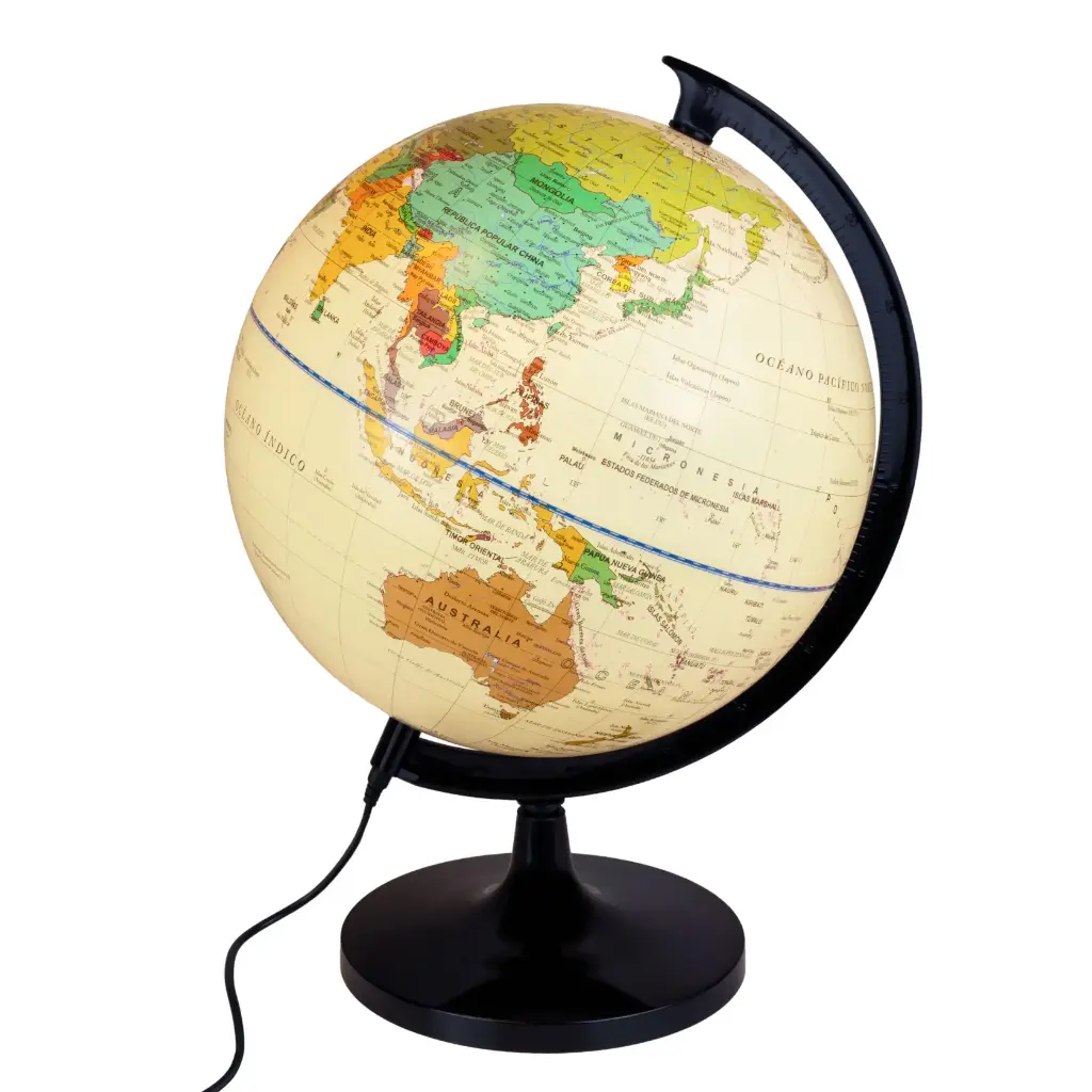 GLOBO TERRÁQUEO ILUMINADO GIRATORIO 30CM CREMA RAYLU