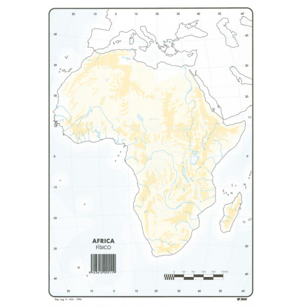 MAPAS DE ÁFRICA FÍSICO BLOC 50 HOJAS