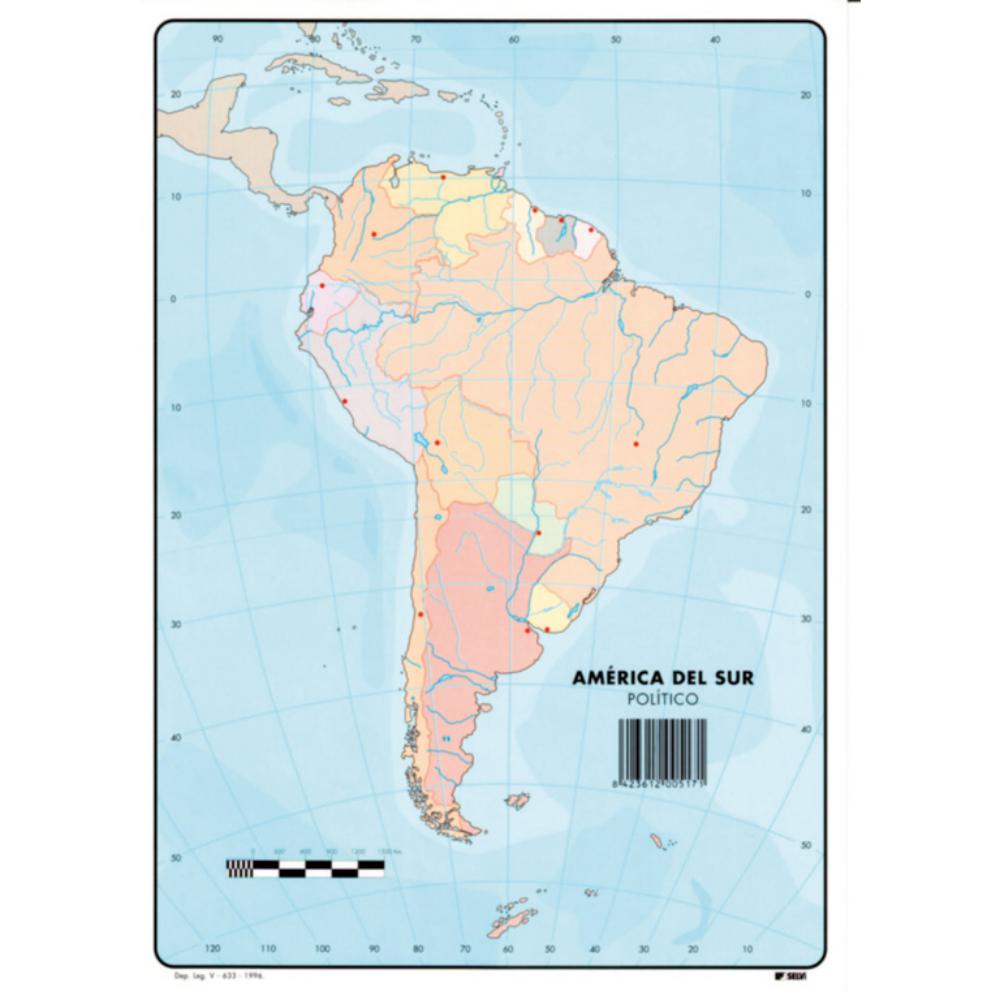 MAPAS DE AMERICA DEL SUR FISICO (BLOC 50 HOJAS)