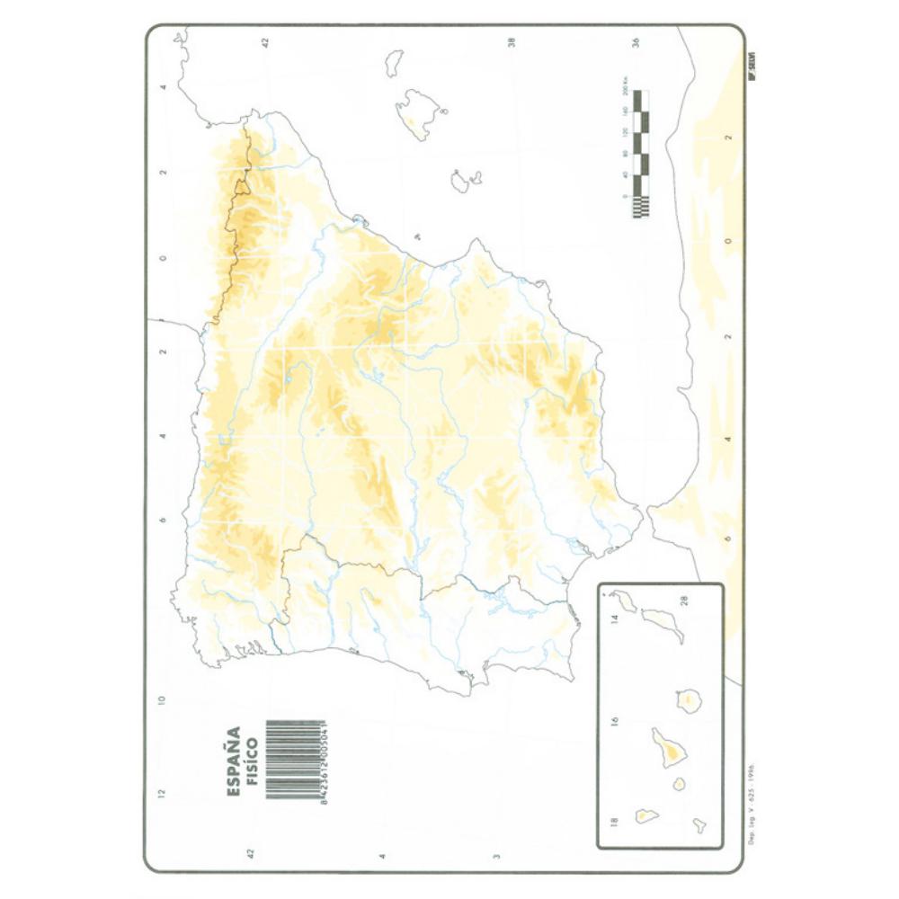 MAPAS DE ESPAÑA FISICO BLOC 50 HOJAS
