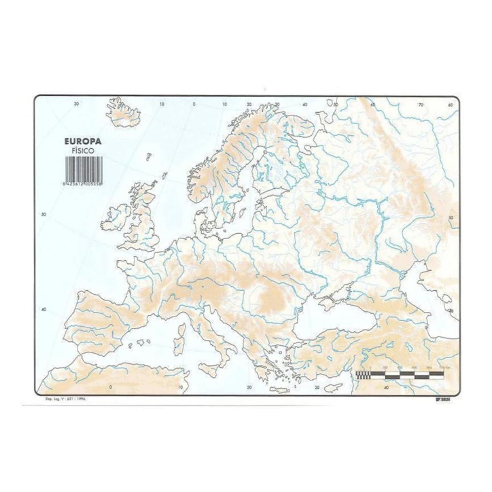 MAPAS DE EUROPA FISICO  (BLOC 50 HOJAS)