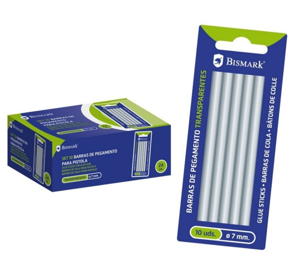 BARRA TERMOFUSIBLE DE COLA 7.5MM X 10 CM RECAMBIO PACK 10 UNIDADES