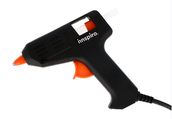 PISTOLA DE COLA CALIENTE PEQUEÑA INNSPIRO 10 W + 2 BARRAS DE COLA