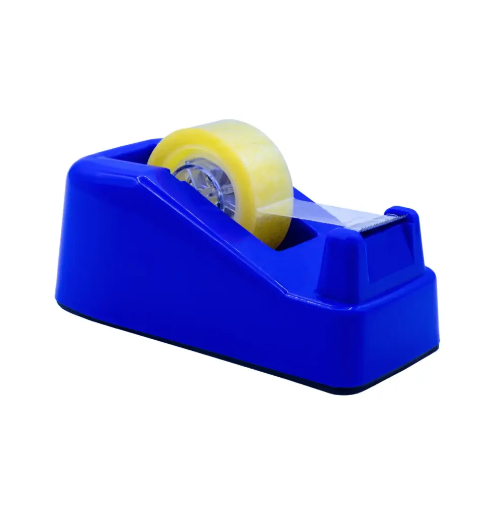 PORTARROLLOS AZUL DISPENSADOR DE CINTA ADHESIVA RAYLU PAPER® – BASE ANTIDESLIZANTE Y CUCHILLA DE ACERO (33M)