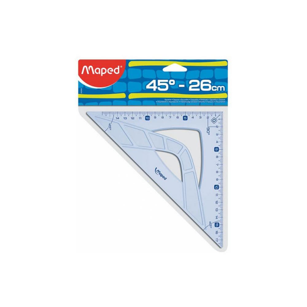 ESCUADRA MAPED GEOMETRIC – 26 CM – GRADUACIÓN UV – “0” EN ÁNGULO RECTO – BOLSA COLGABLE
