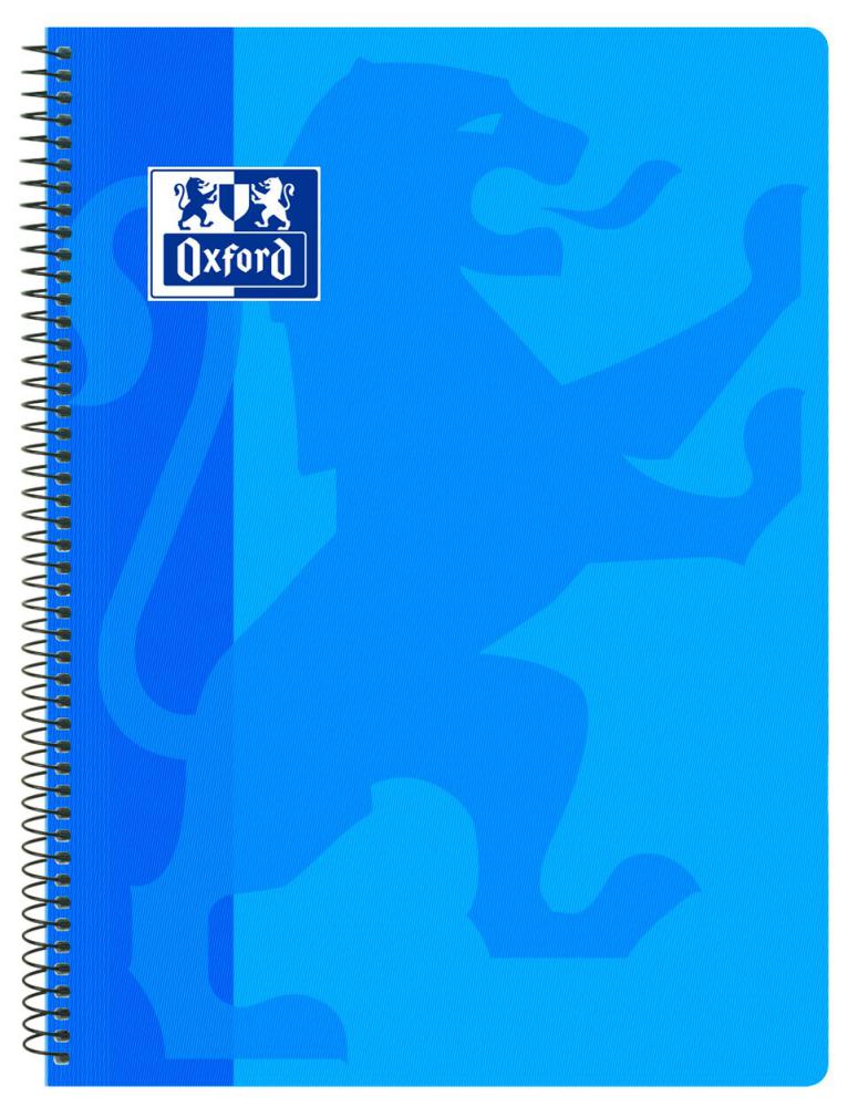 BLOC OXFORD A4 AZUL TURQUESA 80 HOJAS – CUADRO 4 MM, TAPA PLÁSTICO, OPENFLEX 180º