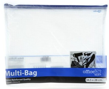 BOLSA MULTIUSOS A4 TRANSPARENTE CON CREMALLERA (34,5 × 28 CM)
